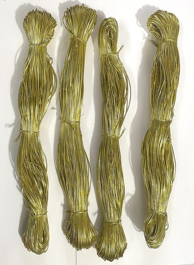 OMX, 1mm Metallic Round Eco-Friendly Rubber Stretch Elastic Cord Bands Rope Jewelry Bracelets Strings for Garment, Craft Making Gift Wrapping (Total 260 Mtr, All Golden) - Image 1